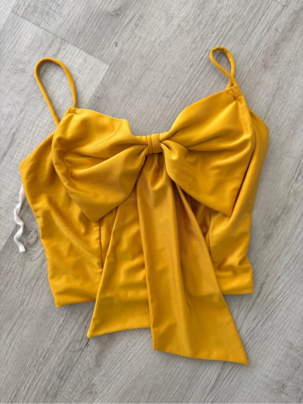 Kafé Design Mustard Yellow Giant Bow Front Crop Cami Top S